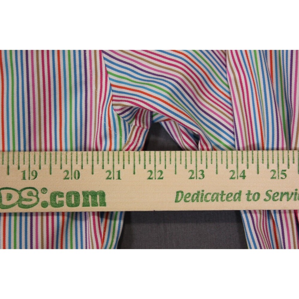 Peter Millar Colorful Striped Cotton Button Down Shirt Mens Easy Care Pocket M - Picture 6 of 9
